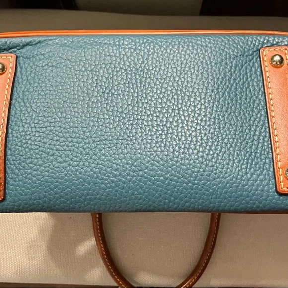 Dooney & Bourke Teal and Brown Leather Satchel - Picture 3 of 4